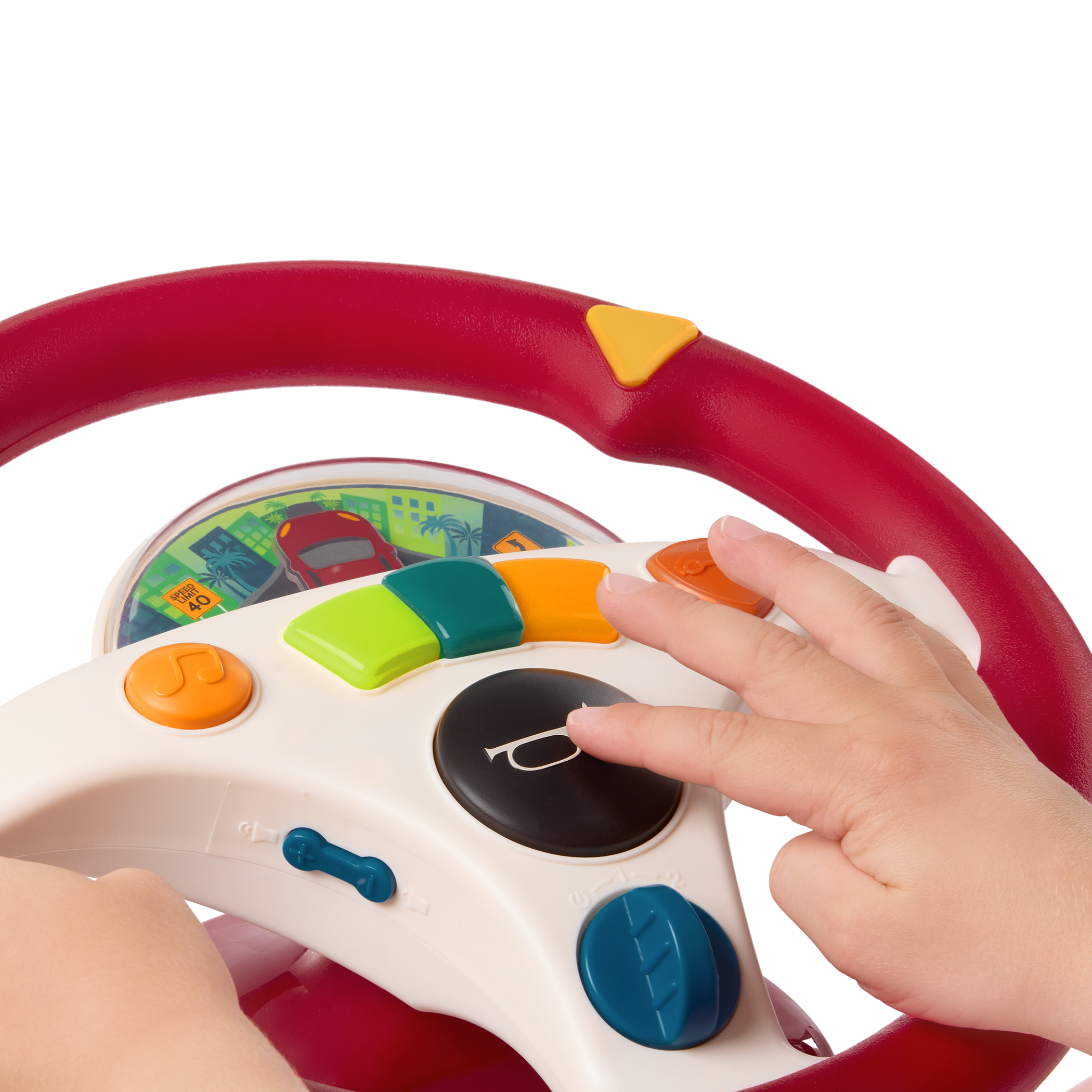 Musical steering wheel car seat toy for toddlers