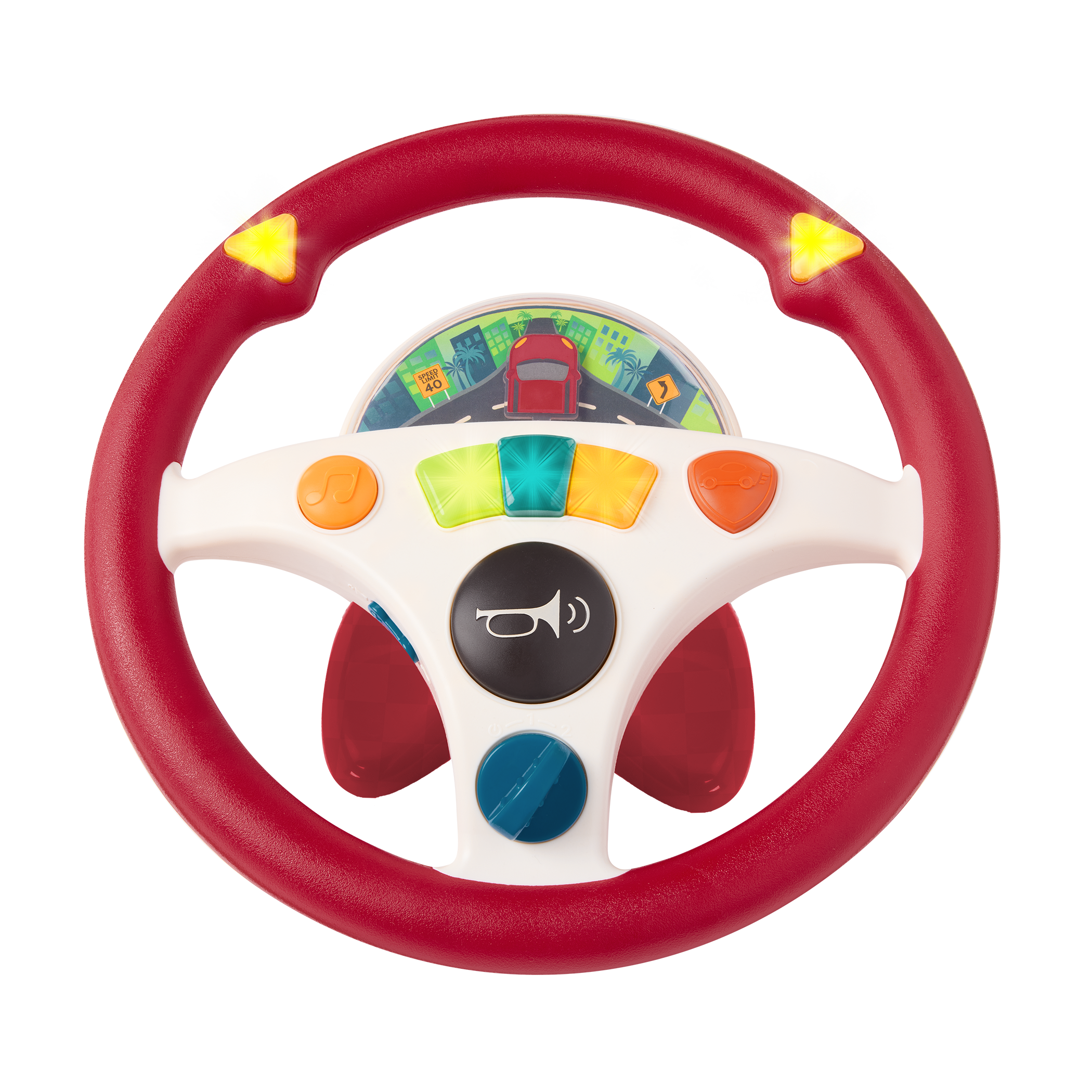 Musical steering wheel car seat toy for toddlers