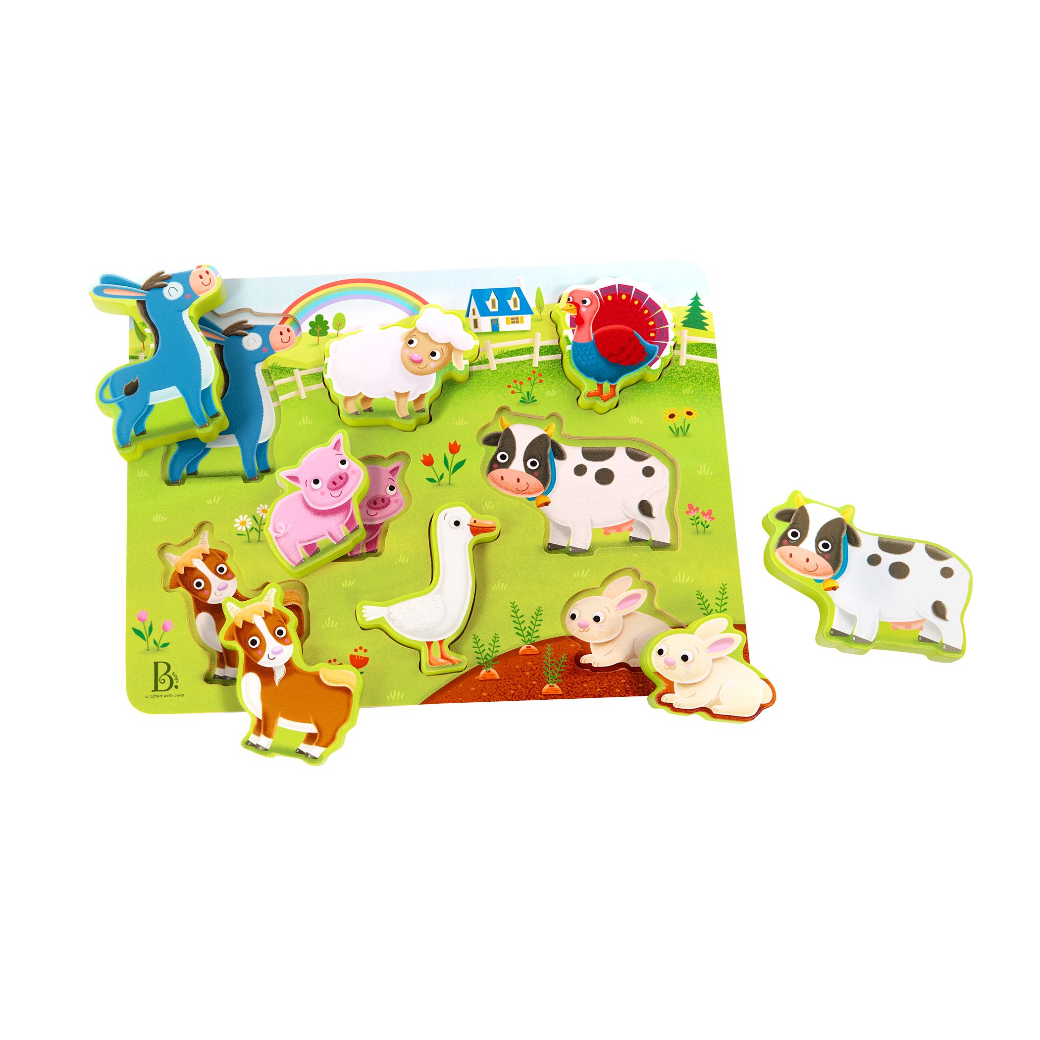 Chunky wooden puzzles for toddlers school bus farm animals emotions