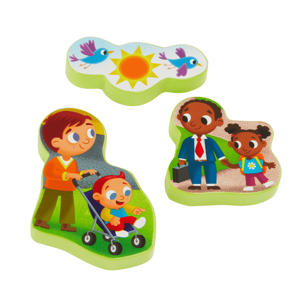 Chunky wooden puzzles for toddlers school bus farm animals emotions