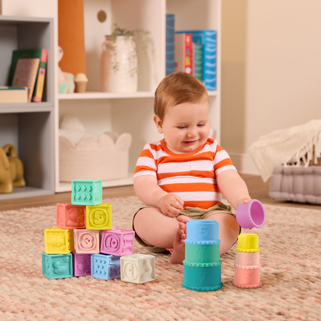 Soft baby blocks and stacking cups