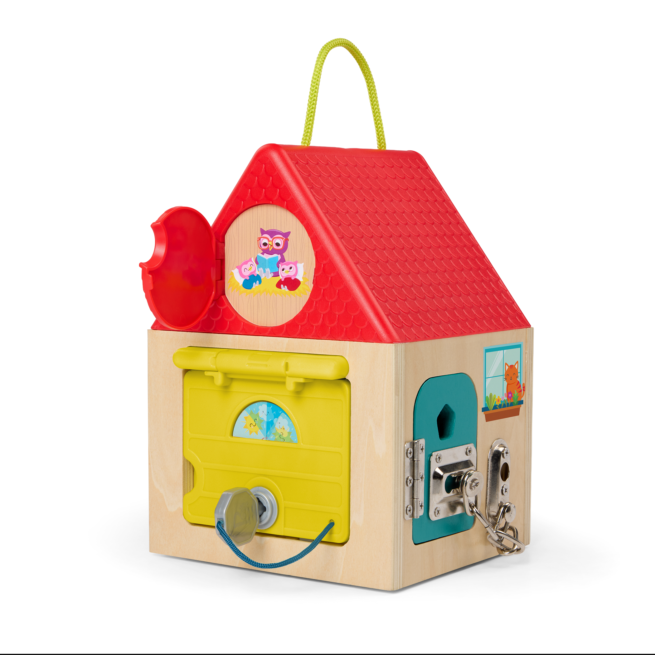 Locks and latches box dexterity toy for toddlers and babies