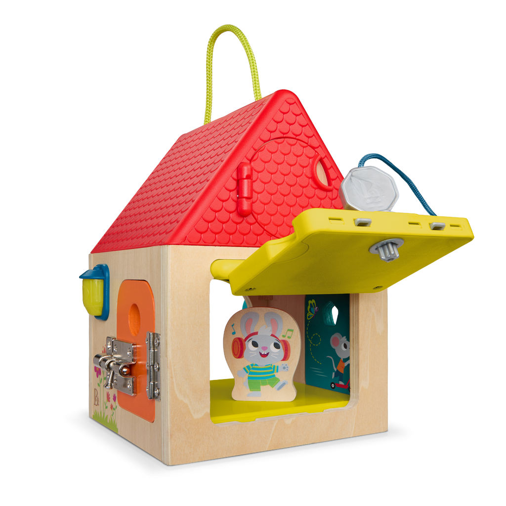 Locks and latches box dexterity toy for toddlers and babies