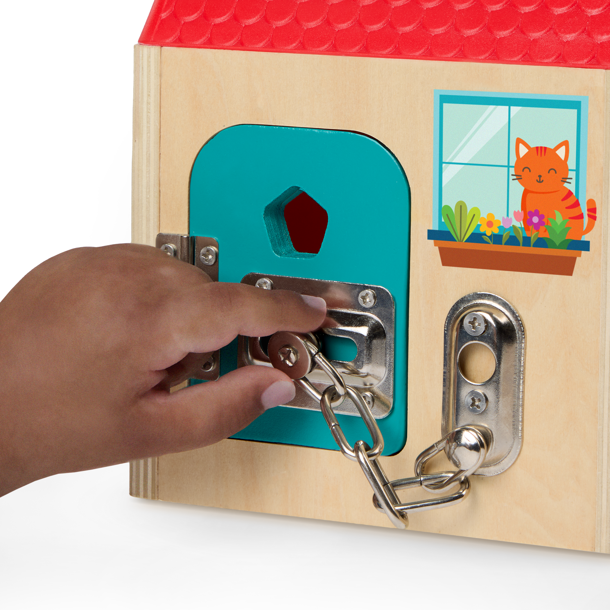 Locks and latches box dexterity toy for toddlers and babies