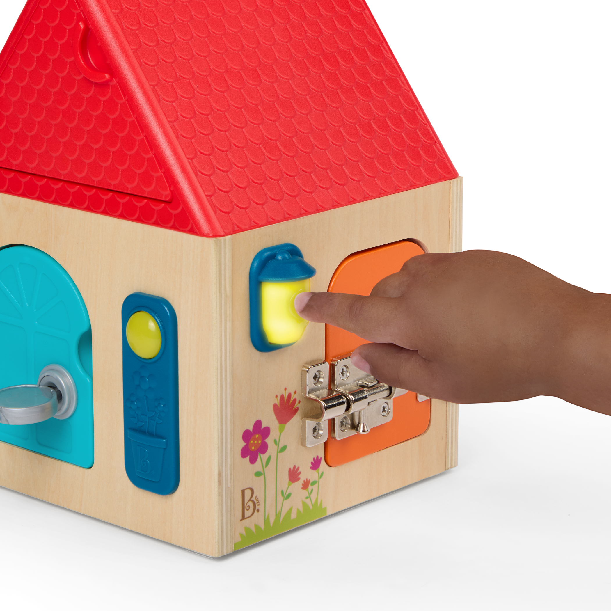 Locks and latches box dexterity toy for toddlers and babies