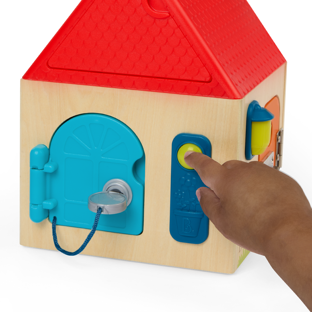 Locks and latches box dexterity toy for toddlers and babies