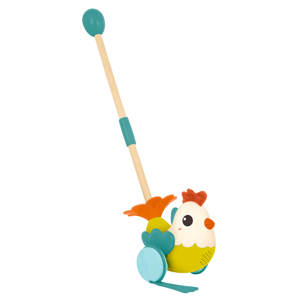 Chicken animal push toy wooden pole toddler walker toys