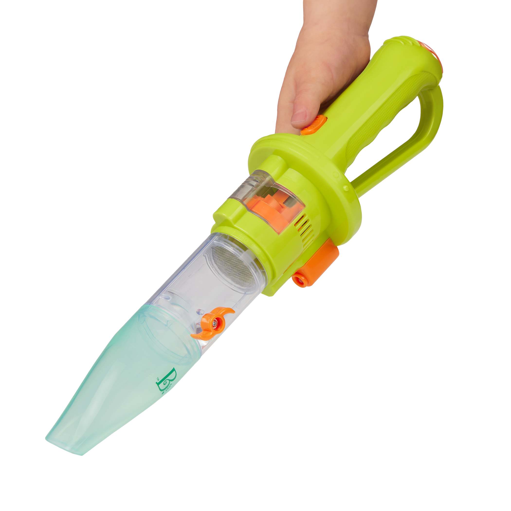 Bug catcher vacuum with magnifying glass, tweezers, toys, and capture jar