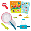 Little Explorer's Pack with 2-way toy microscope, reusable sticker book, and bug catching toys
