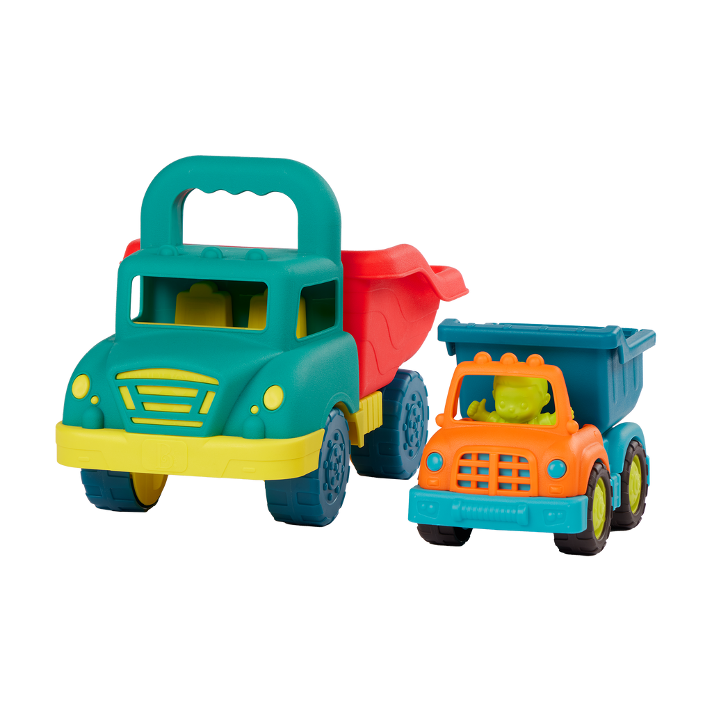 Toy dump trucks with sand molds