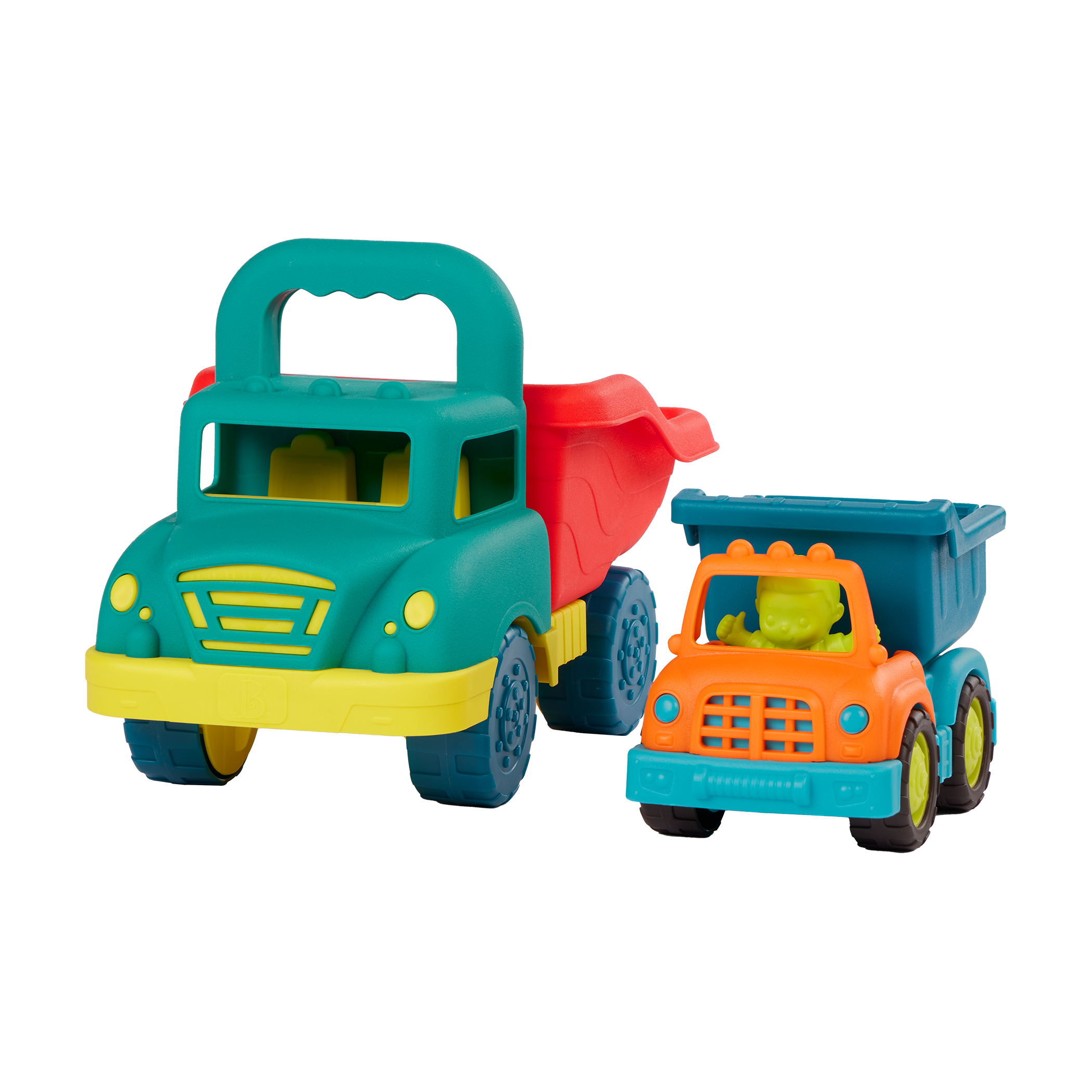 Toy dump trucks with sand molds