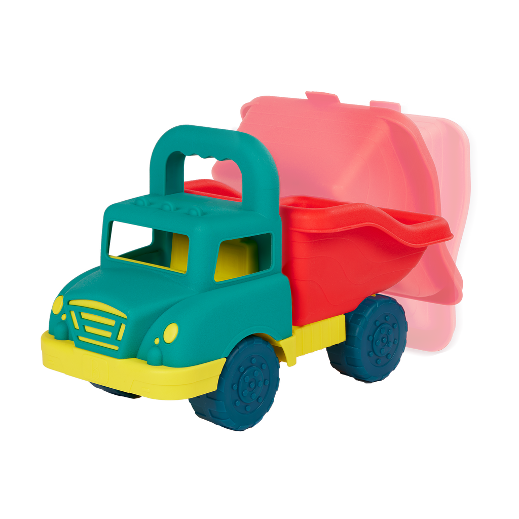 Toy dump trucks with sand molds