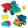 Toy dump trucks with sand molds