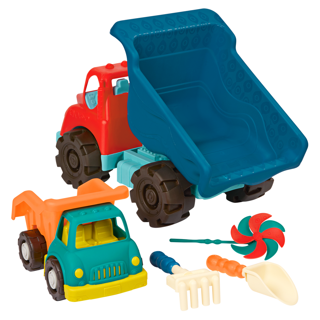 Toy dump truck set with sand toys