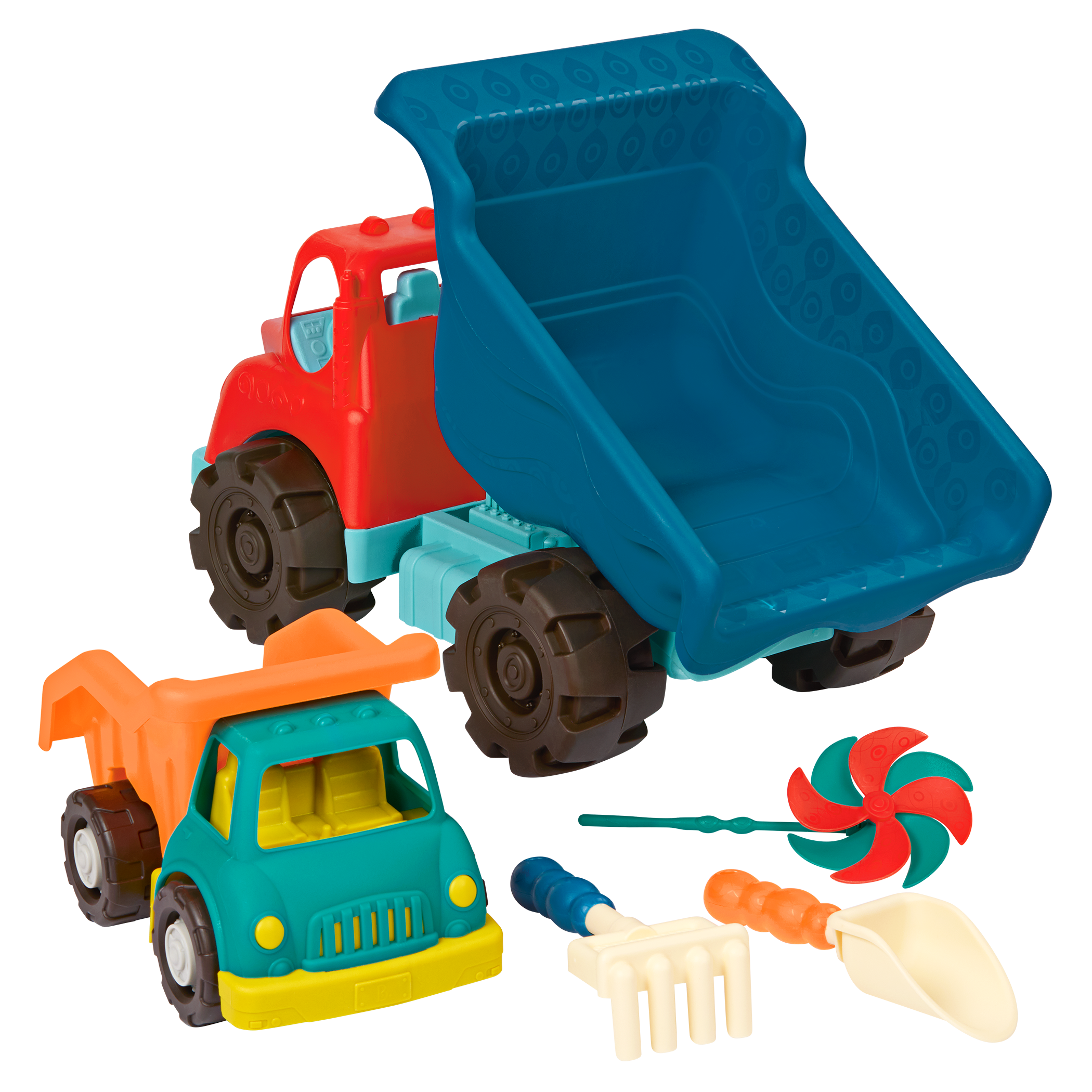 Toy dump truck set with sand toys