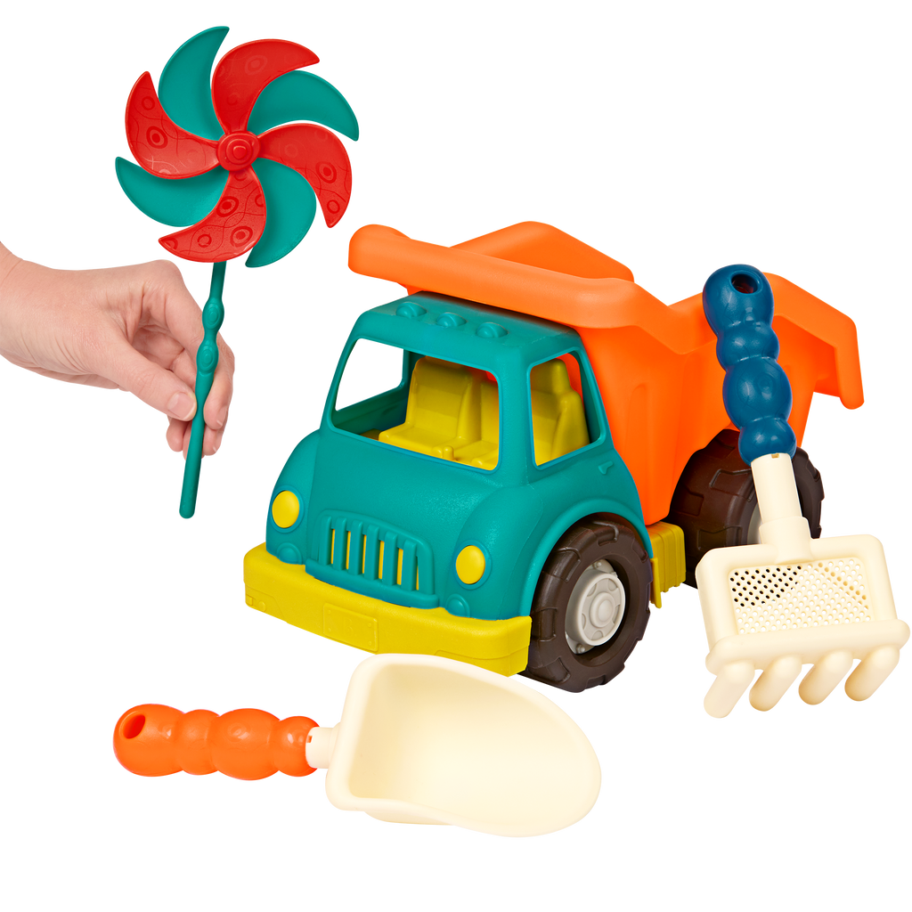 Toy dump truck set with sand toys
