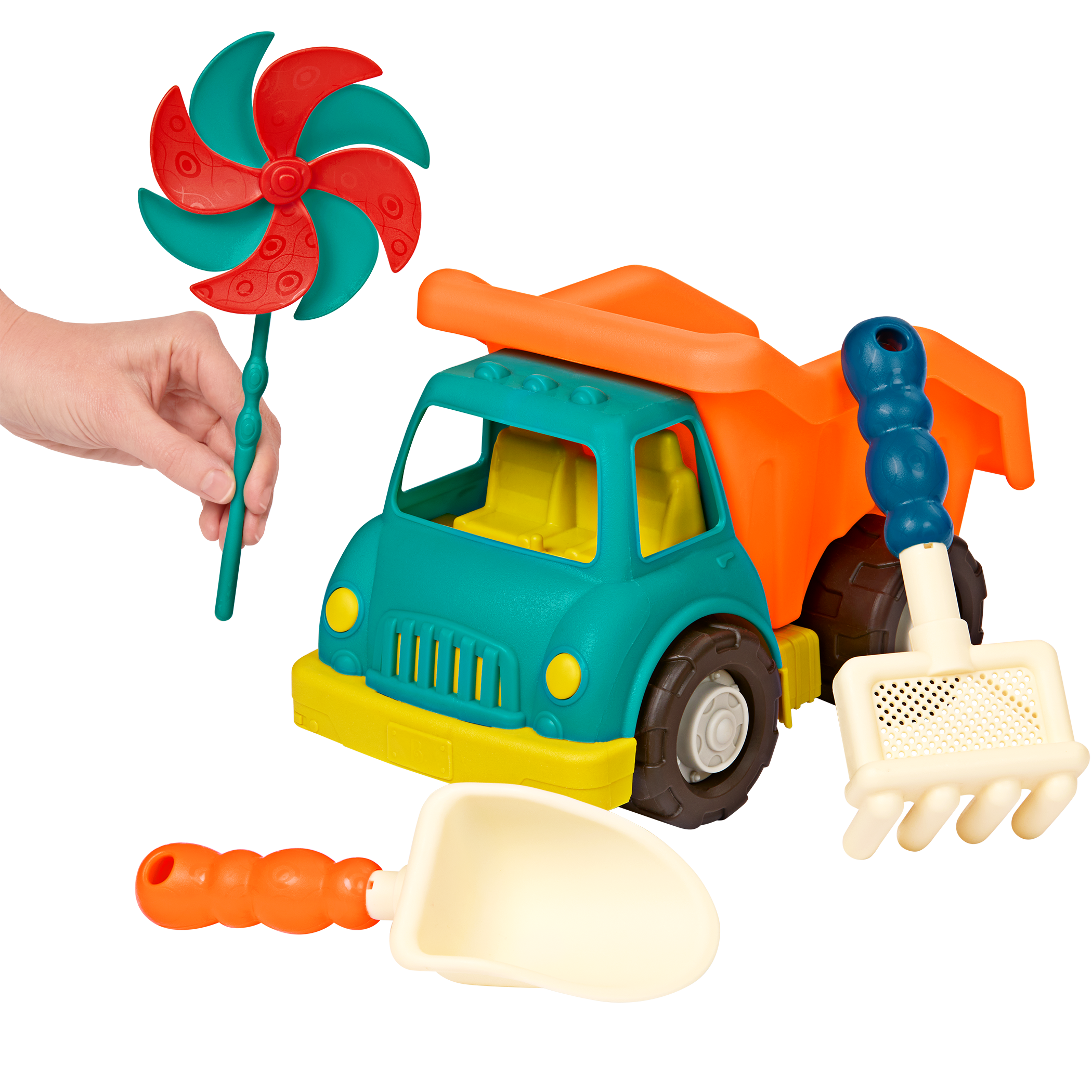 Toy dump truck set with sand toys