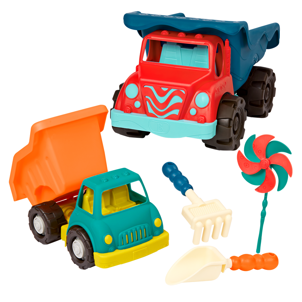 Toy dump truck set with sand toys
