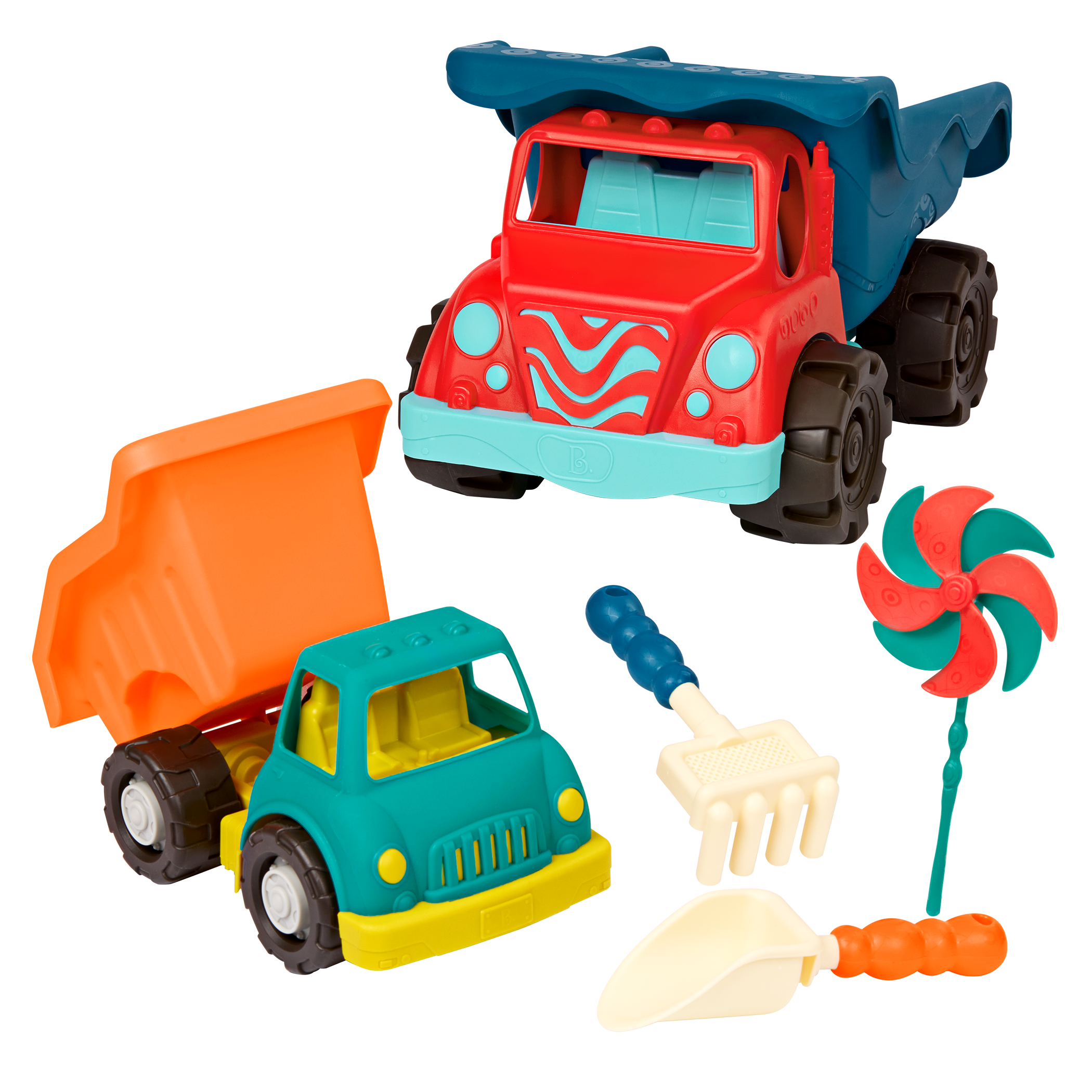 Toy dump truck set with sand toys