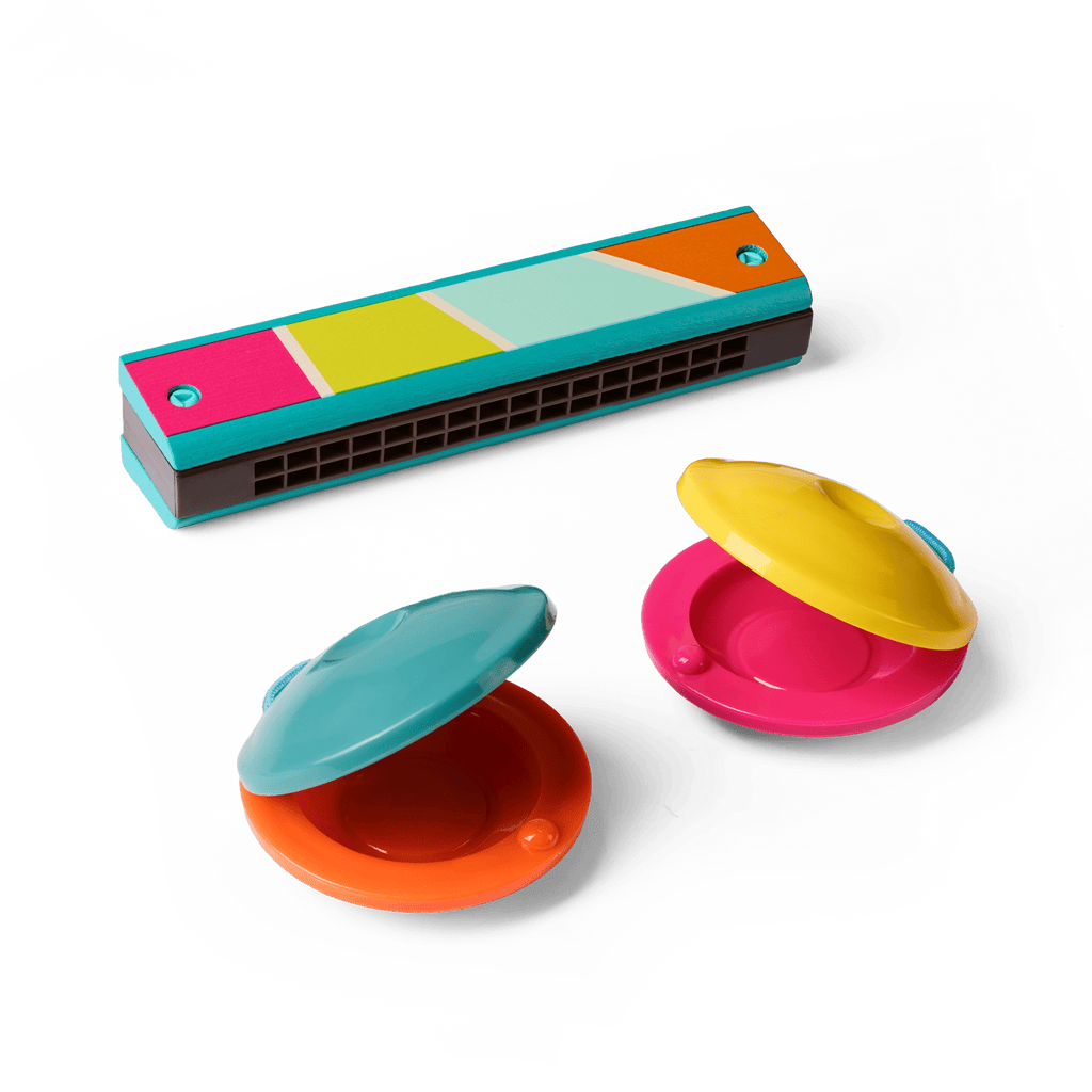 Make a Melody: Harmonica & Castanets musical toys pretend play for toddlers