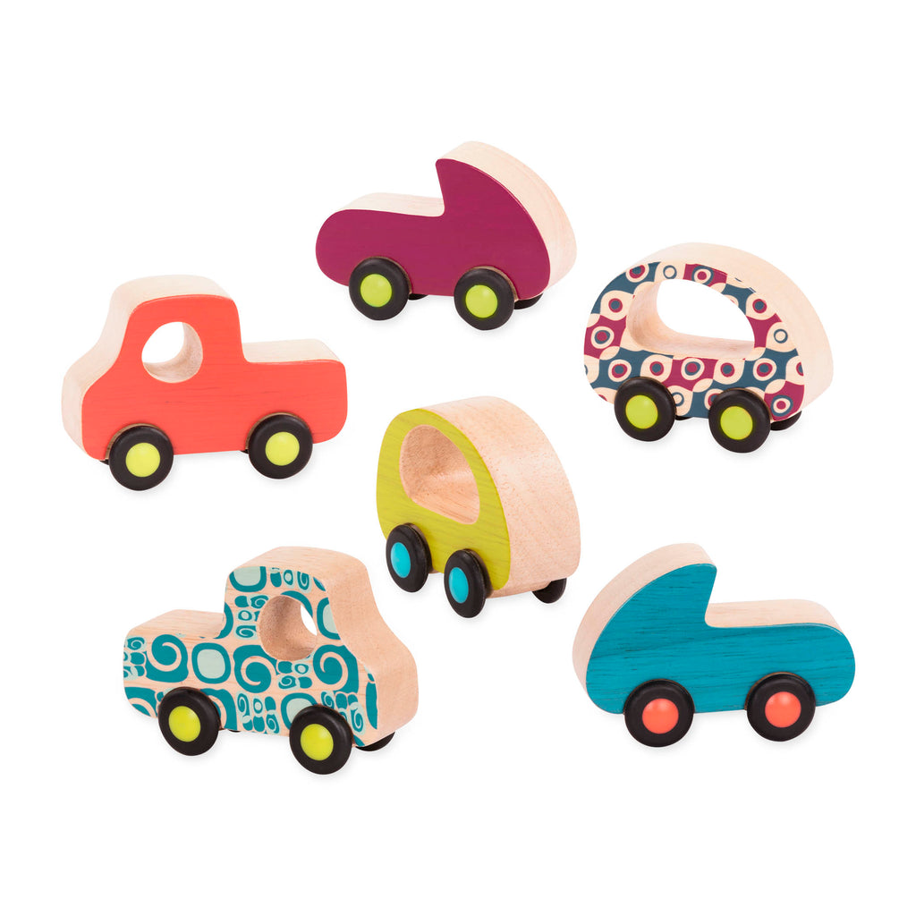 Wooden toy cars.