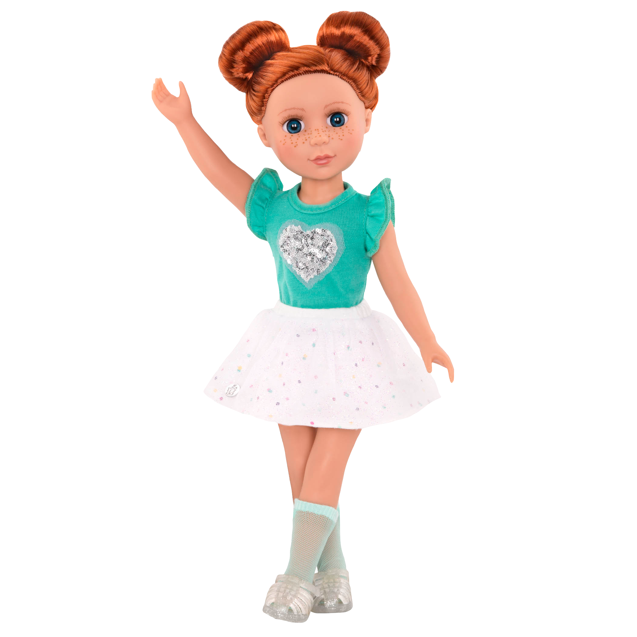 Sparkly heart top and skirt for 14-inch doll