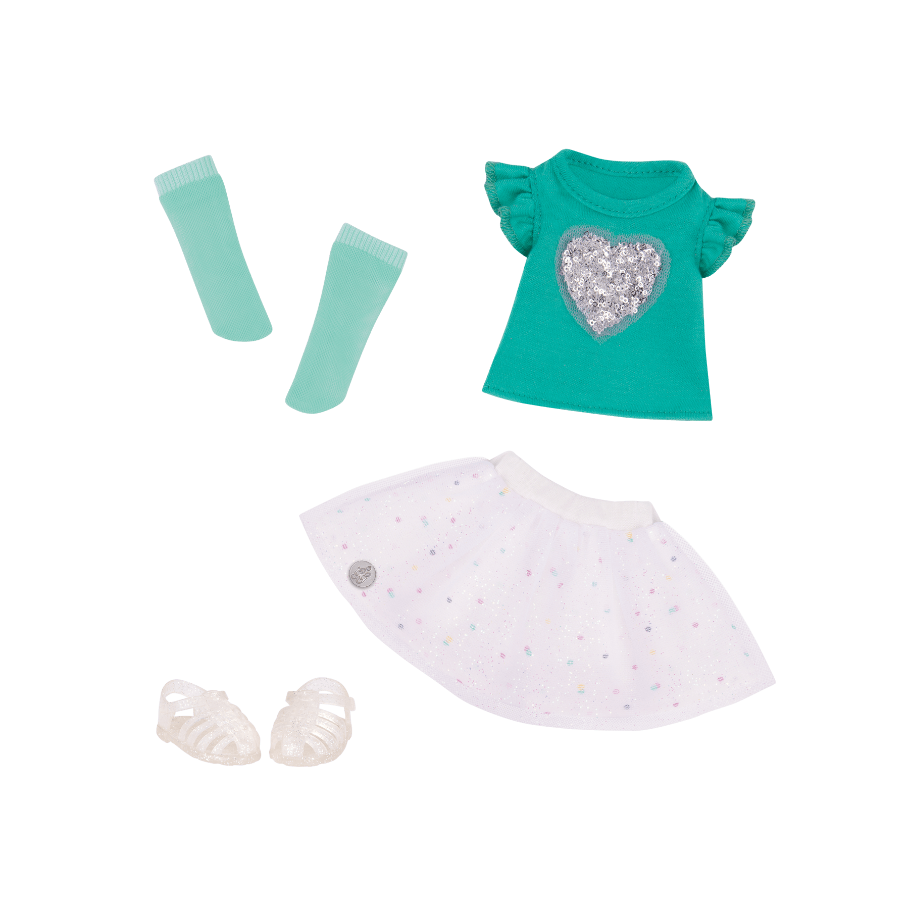 Sparkly heart top and skirt for 14-inch doll