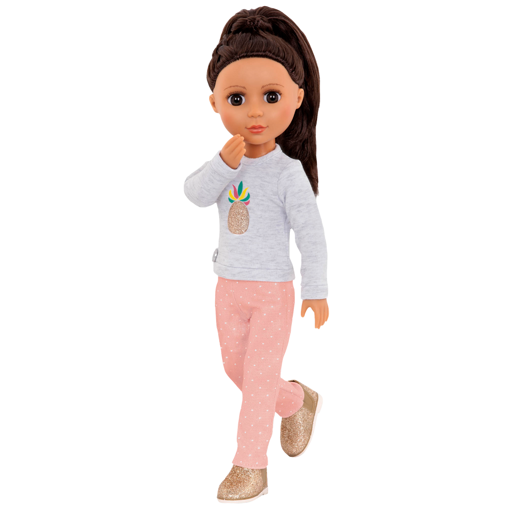 Pineapple glitter top and pants for 14-inch doll