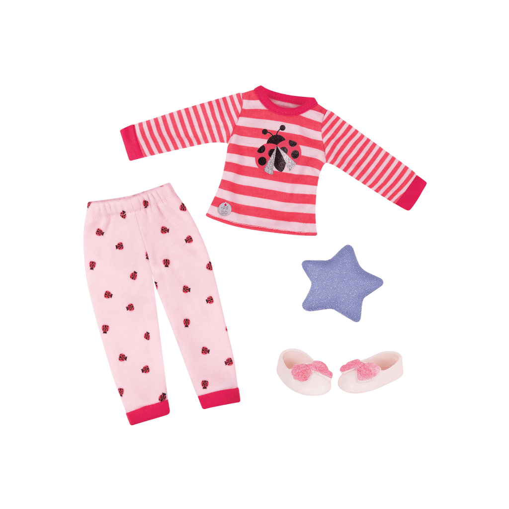Ladybug pajamas for 14-inch doll