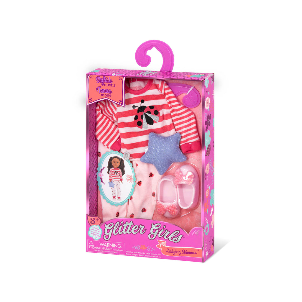 Ladybug pajamas for 14-inch doll