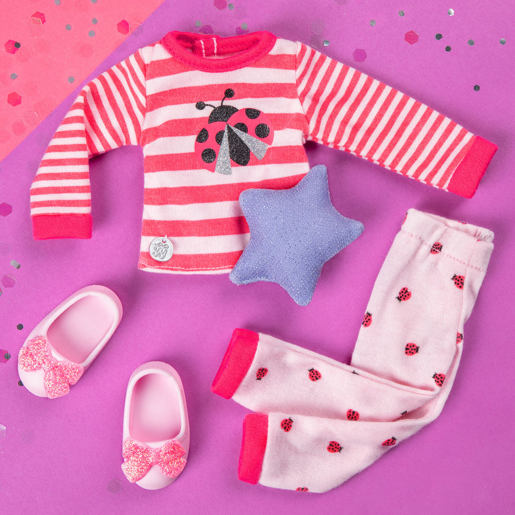 Ladybug pajamas for 14-inch doll