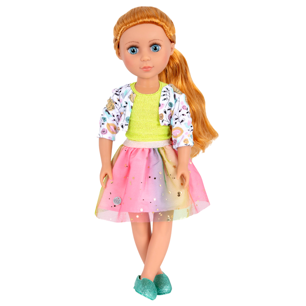Outfit with glitter shoes for 14-inch doll