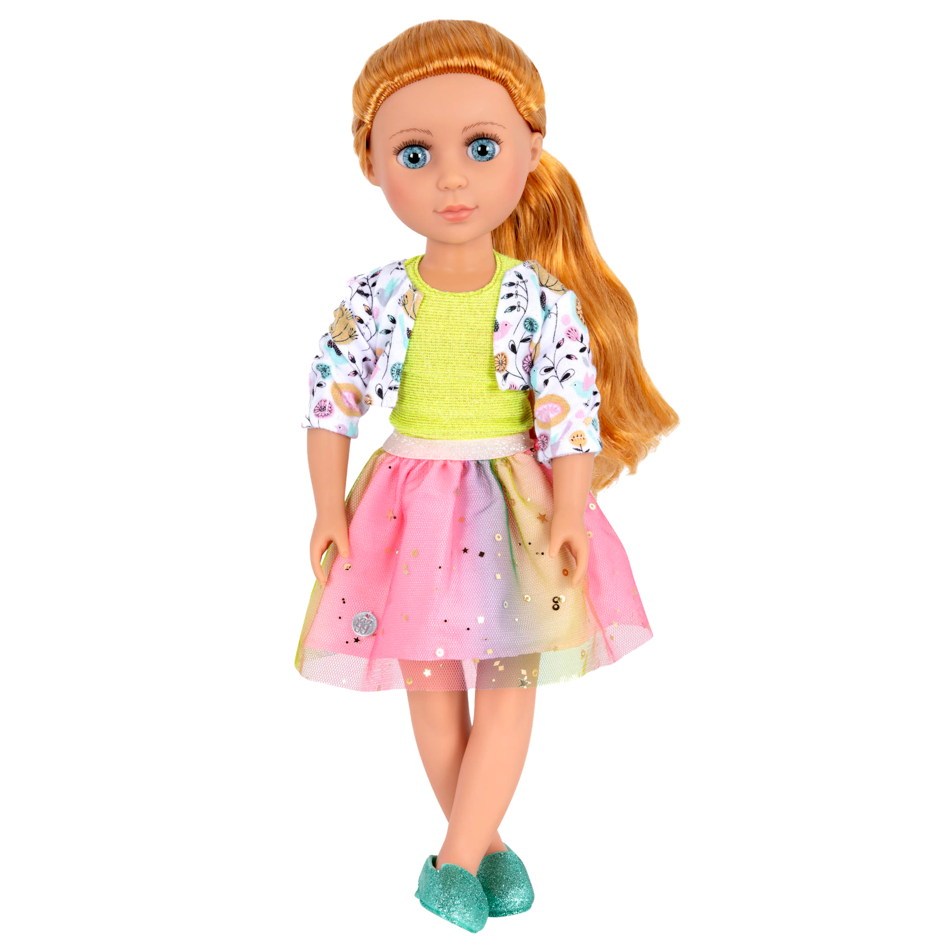 Outfit with glitter shoes for 14-inch doll