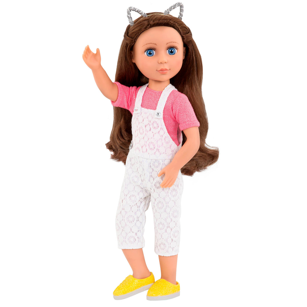 Lace overalls with cat ears for 14-inch doll