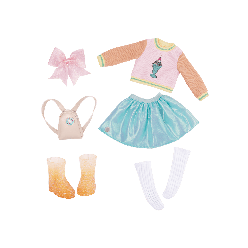 Ice cream top with glitter boots for 14-inch doll