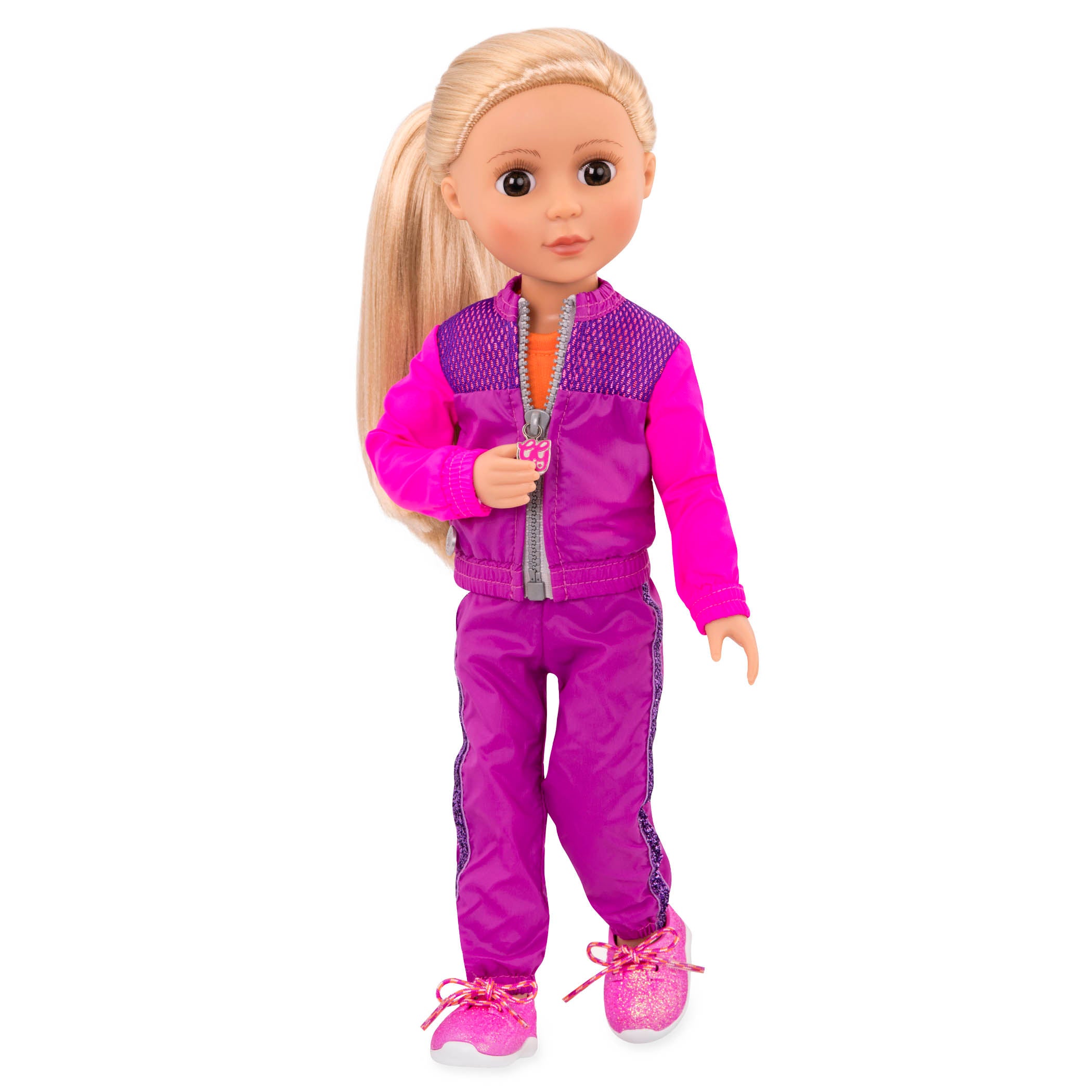 Glitter tracksuit for 14-inch doll