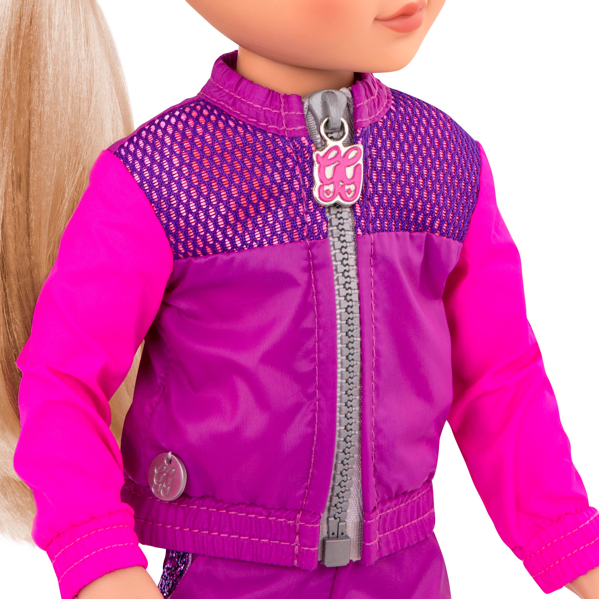 Glitter tracksuit for 14-inch doll