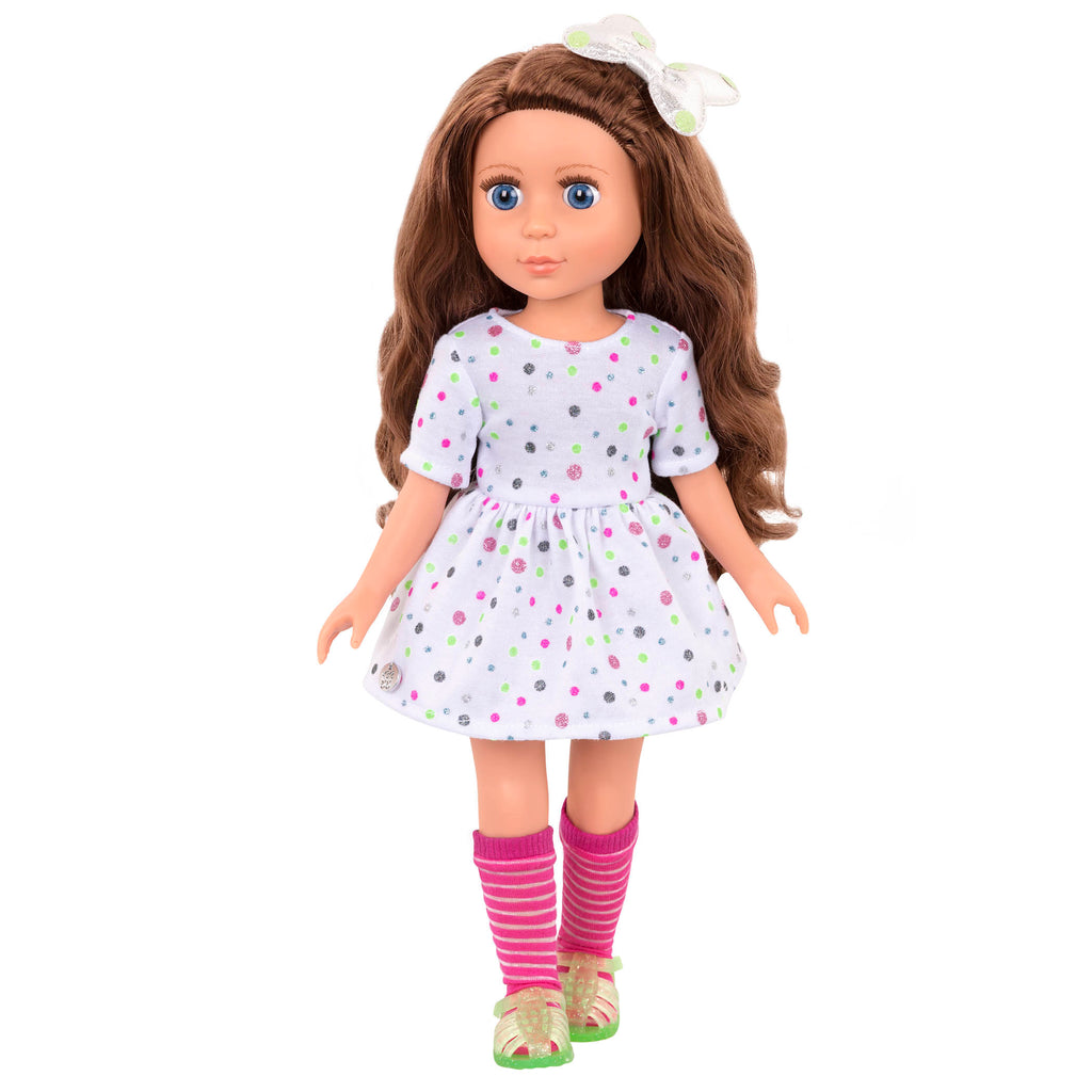 Glitter dress with bow for 14-inch doll