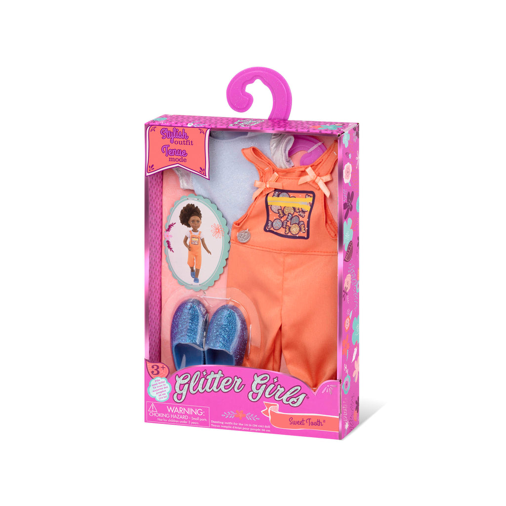 Candy shop overalls for 14-inch doll