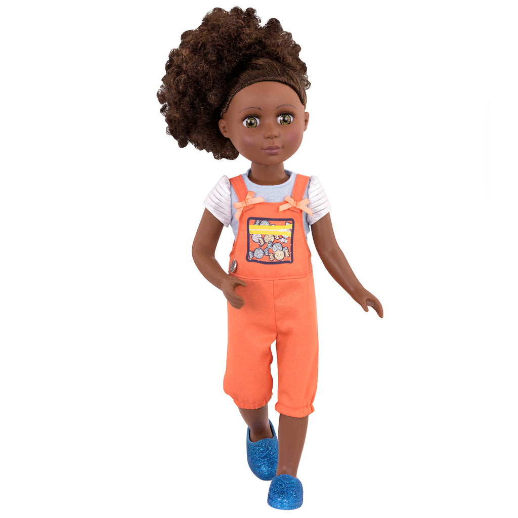 Candy shop overalls for 14-inch doll