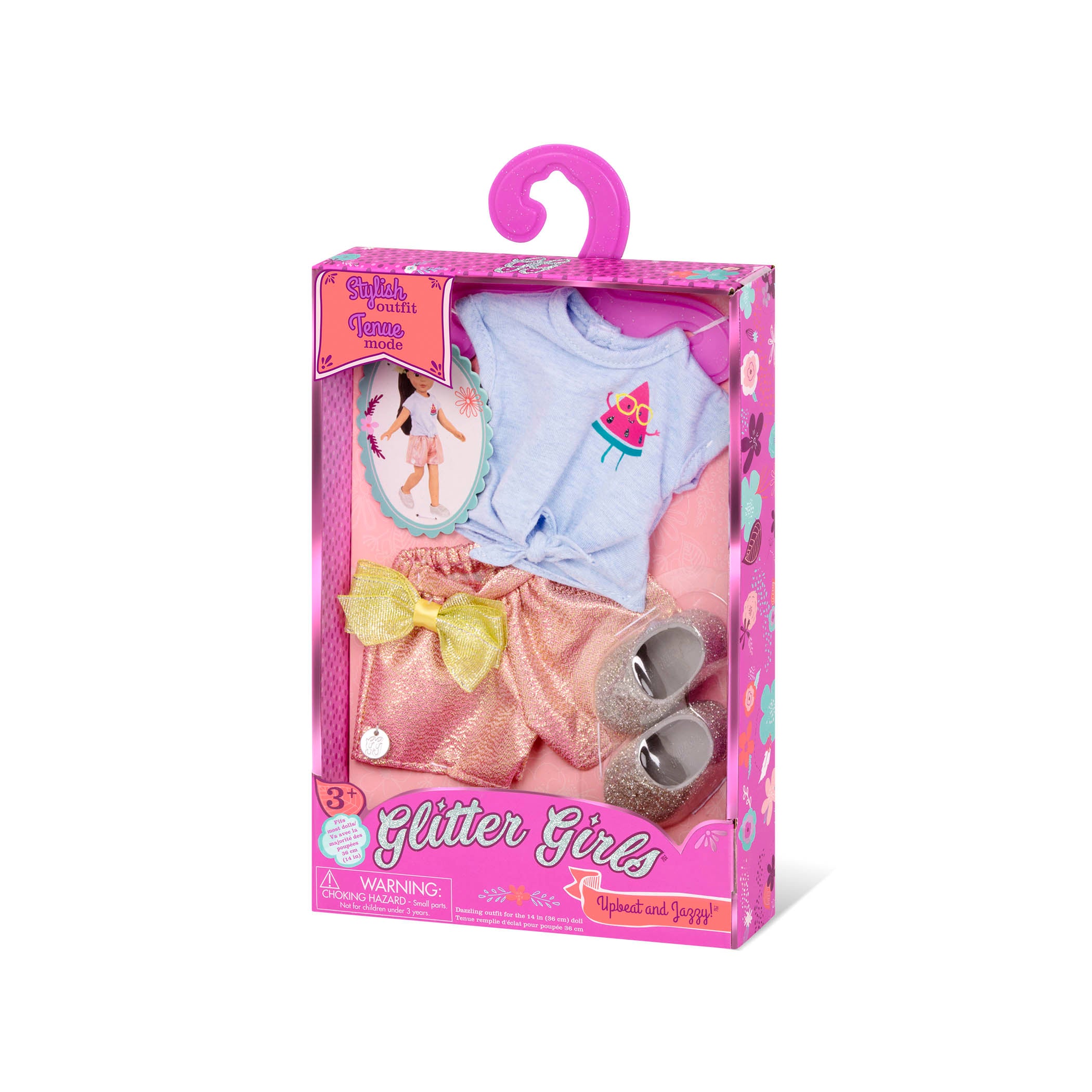 Watermelon t-shirt and shorts for 14-inch doll