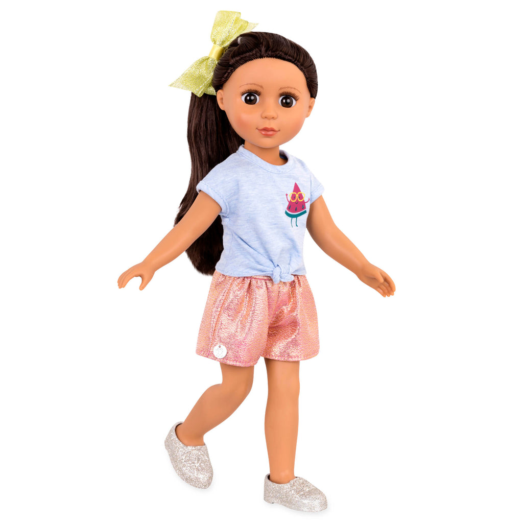 Watermelon t-shirt and shorts for 14-inch doll