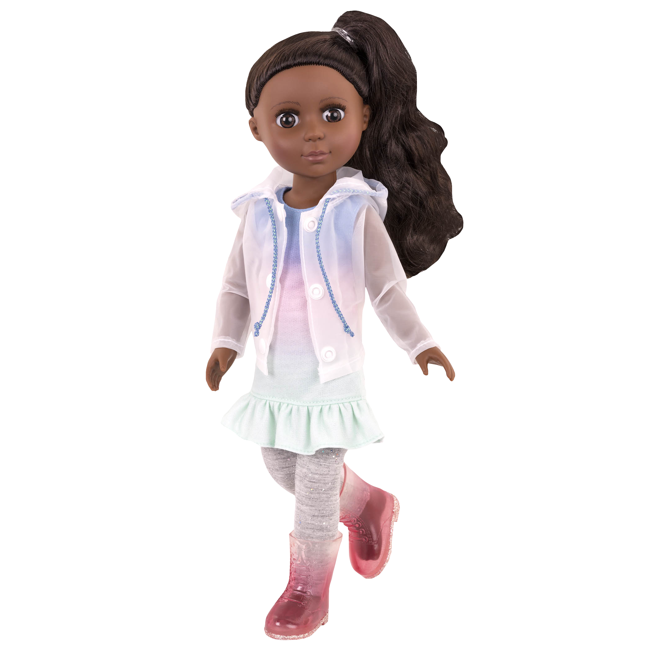 Transparent windbreaker for 14-inch doll