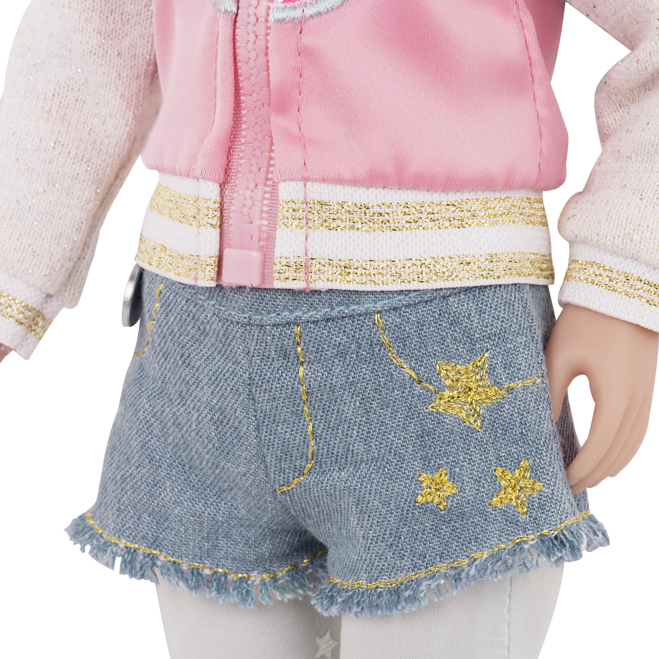 Heart jacket and rainbow leggings for 14-inch doll