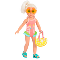 Parrot swimsuit with lemon tote bag for 14-inch doll