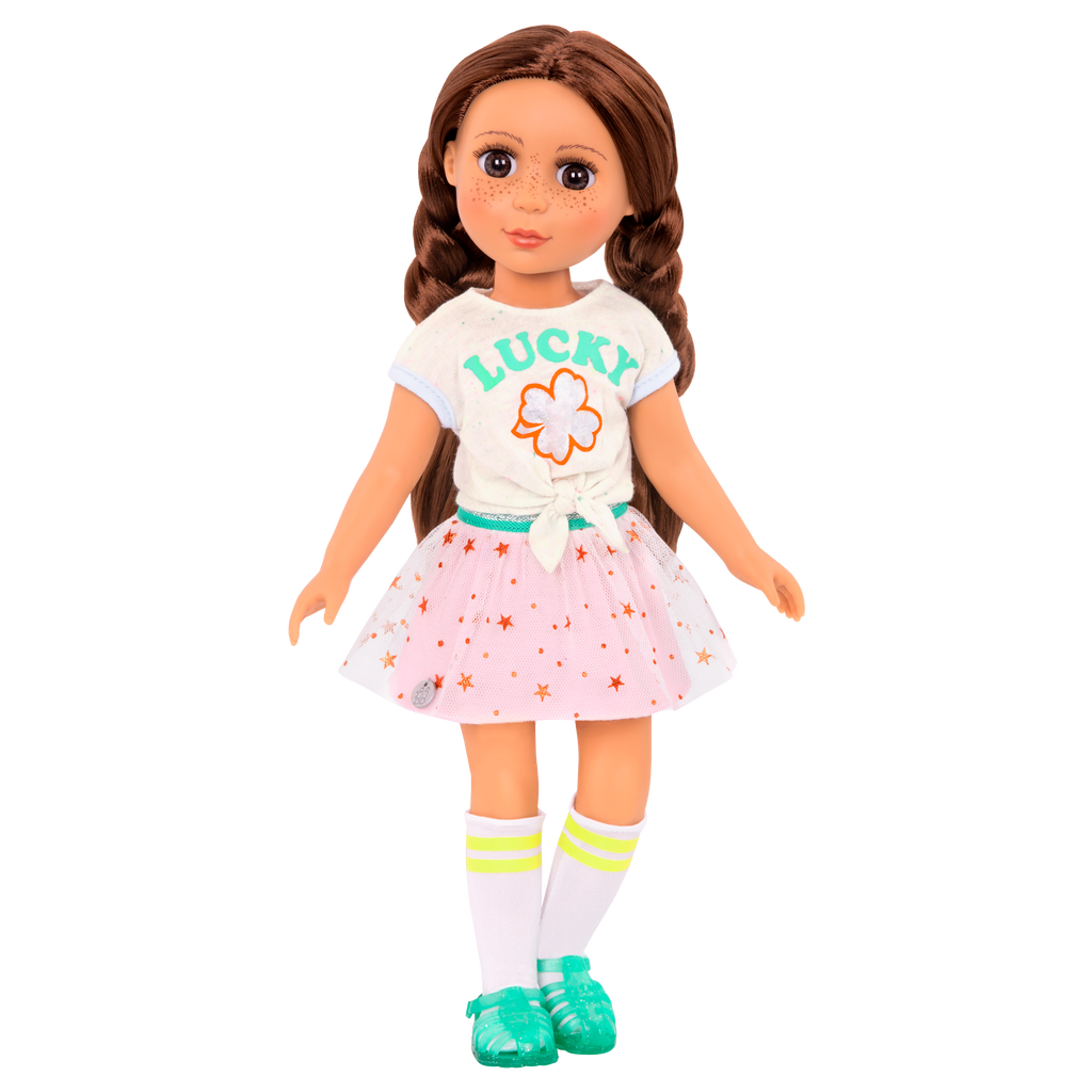 Lucky clover outfit for 14-inch doll