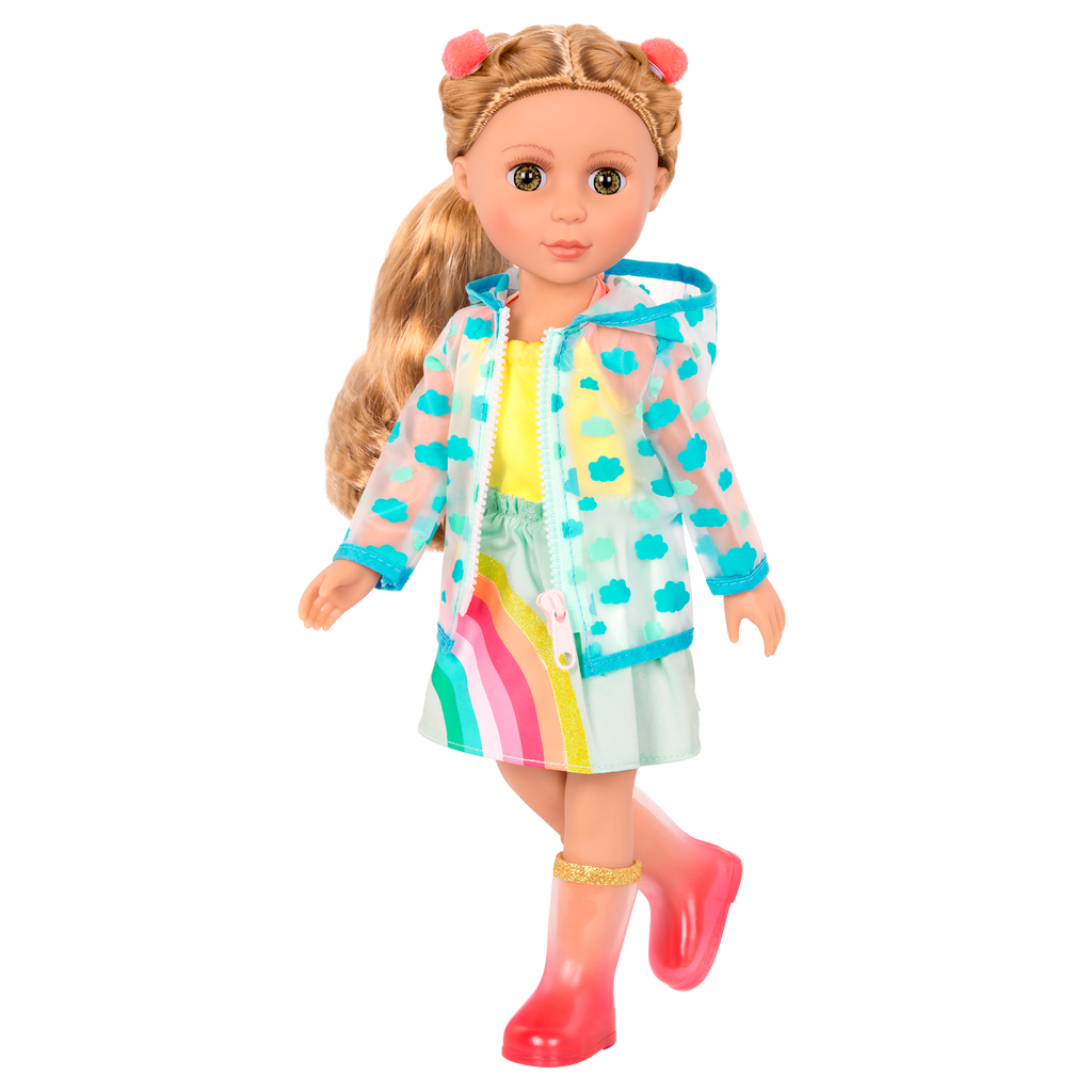 Raincoat, dress and boots for 14-inch doll