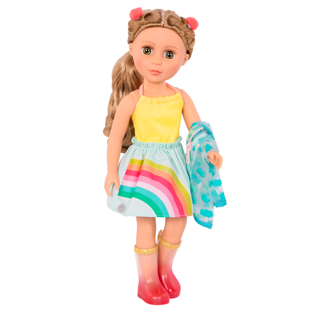 Raincoat, dress and boots for 14-inch doll