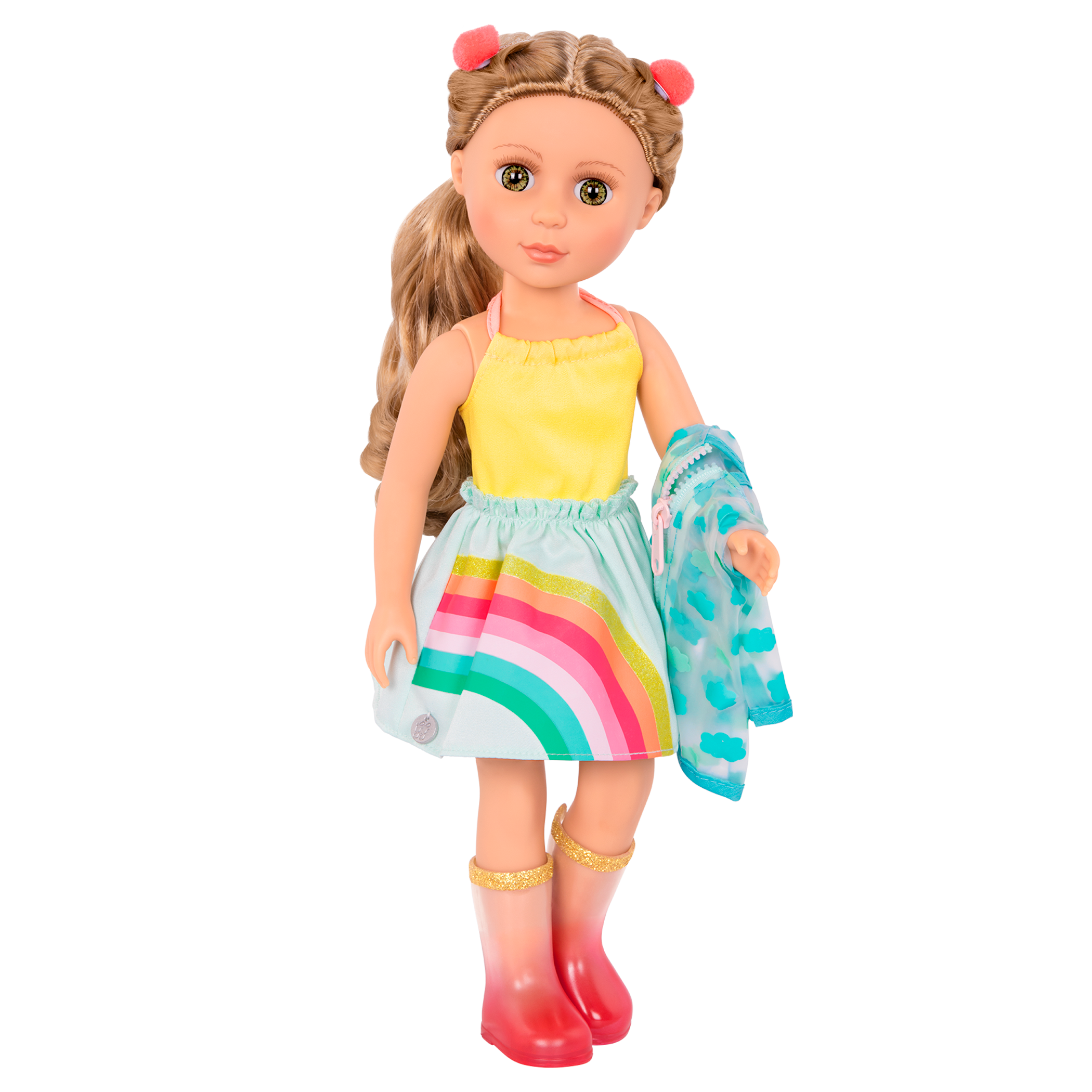 Raincoat, dress and boots for 14-inch doll