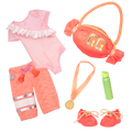Gymnastic outfit with gym bag and medal for 14-inch doll